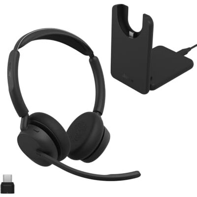 Jabra Evolve3 45 Dual-Ear draadloze Bluetooth-headset met microfoon, USB-C, UC Jabra Evolve3 45 Dual-Ear draadloze Bluetooth-headset met microfoon, USB-C, UC