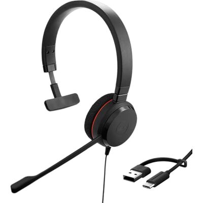 Jabra Evolve 20 Mono Headset – Microsoft-gecertificeerde hoofdtelefoon voor VoIP-softphone met passieve ruisonderdrukking – USB-C/A – Zwart Jabra Evolve 20 Mono Headset – Microsoft-gecertificeerde hoofdtelefoon voor VoIP-softphone met passieve ruisonderdrukking – USB-C/A – Zwart