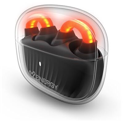 Energy Sistem Lightpods Dark Open Sound hoofdtelefoon met 25-uurs accu, gebogen design, ENC-microfoon, IPX4-bescherming, richtgeluid, Bluetooth, draadloos Energy Sistem Lightpods Dark Open Sound hoofdtelefoon met 25-uurs accu, gebogen design, ENC-microfoon, IPX4-bescherming, richtgeluid, Bluetooth, draadloos