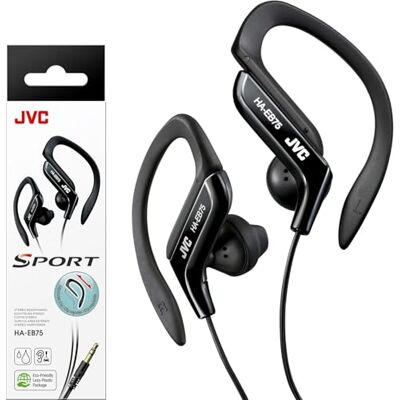 JVC Clip Style Bedrade Koptelefoon Lichtgewicht en Comfortabele Oorclip. Spatbestendig Waterbestendig Krachtig Geluid met Bass Boost – HA-EB75-B (Zwart) JVC Clip Style Bedrade Koptelefoon Lichtgewicht en Comfortabele Oorclip. Spatbestendig Waterbestendig Krachtig Geluid met Bass Boost – HA-EB75-B (Zwart)