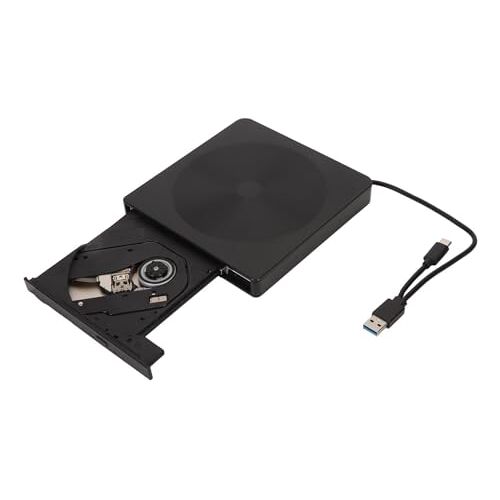 ASHATA Externe CD DVD-drive, USB 3.0 USB C Externe CD DVD-brander, 5Gbps CD DVD-brander voor Laptop Desktop PC voor Windows voor Linux