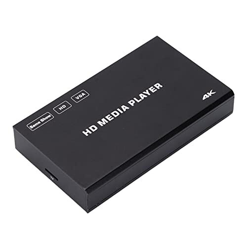 ASHATA 4K-Mediaspeler met Afstandsbediening,4K HD Digitale Mediaspeler met,VGA,Geheugenkaartsleuf,USB,Plug-and-play,Automatische Loopingmogelijkheid (EU-stekker)