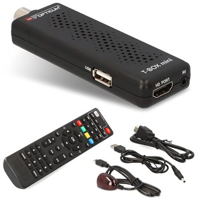 RED OPTICUM T-Box Mini DVB-T2/C Digitale Full HD receiver, H.265 HEVC, HDMI, USB 2.0, zwart, met afstandsbediening, IR-sensor, EPG, teletekst, PVR-functie, 115 x 37 x 17 mm RED OPTICUM T-Box Mini DVB-T2/C Digitale Full HD receiver, H.265 HEVC, HDMI, USB 2.0, zwart, met afstandsbediening, IR-sensor, EPG, teletekst, PVR-functie, 115 x 37 x 17 mm
