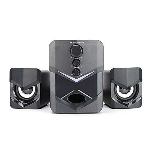 PUSOKEI Sounder-luidspreker Bedrade Luidspreker met 3-inch Basluidspreker, Stereo Surround Sound, Bedrade Desktopluidspreker met Subwoofer voor Thuis, Buiten