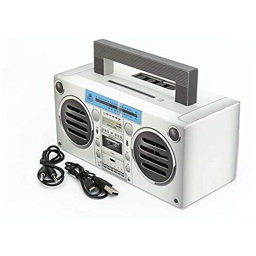 GPO BRONXSIL Draagbare Bluetooth speaker in jaren'80 ghettoblaster stijl , zilver