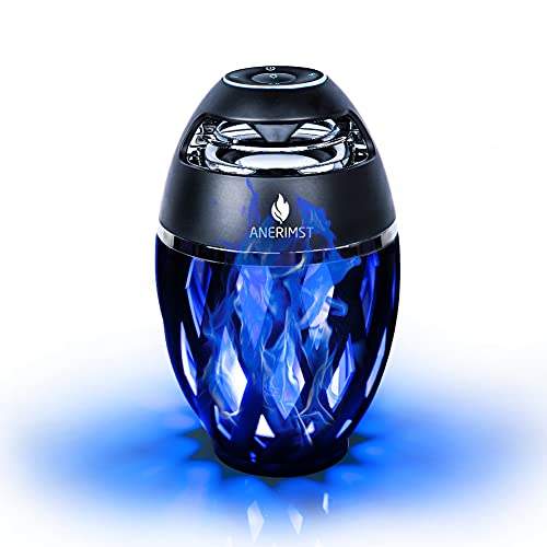 ANERIMST LED Bluetooth-luidspreker, Blue Flame Ambience Lantern buitenluidspreker met stereogeluid, draagbare draadloze luidspreker, exclusieve BassUp, tafellamp voor iPhone Android (blauw)