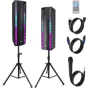 Pyle Bluetooth Luidsprekers- Draagbare Speakers- 3-weg Actieve/Passieve Luidsprekersysteem- PA Geluidssysteem – Inclusief Microfoon,LED Lichten,FM Radio,Statieven-Zwart Pyle Bluetooth Luidsprekers- Draagbare Speakers- 3-weg Actieve/Passieve Luidsprekersysteem- PA Geluidssysteem – Inclusief Microfoon,LED Lichten,FM Radio,Statieven-Zwart