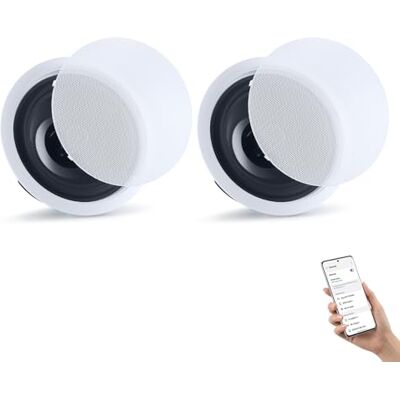 VEVOR Inbouwluidspreker, Bluetooth, 203,2 mm, plafondluidsprekers met versterker voor vochtige binnenruimtes, thuisbioscoop, woonkamer, 1 paar, 2-wegs, inbouw, piekvermogen 50 W VEVOR Inbouwluidspreker, Bluetooth, 203,2 mm, plafondluidsprekers met versterker voor vochtige binnenruimtes, thuisbioscoop, woonkamer, 1 paar, 2-wegs, inbouw, piekvermogen 50 W