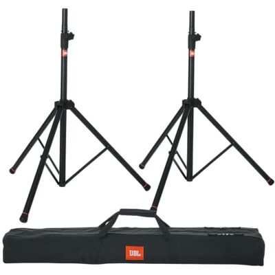 JBL Tassen Standaard Speaker Stand Set met Verstelbare Hoogte en Dubbele Diameter Pool; Inclusief (2) Speaker Stands en Draagtas (SPKSTMASET), Zwart JBL Tassen Standaard Speaker Stand Set met Verstelbare Hoogte en Dubbele Diameter Pool; Inclusief (2) Speaker Stands en Draagtas (SPKSTMASET), Zwart