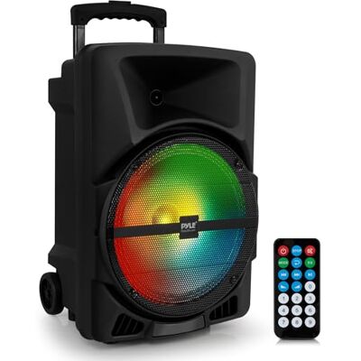 Pyle Bluetooth Luidspreker – Draagbare Speaker met Wielen- 800W- Binnen- en Buiten DJ Stereo Luidspreker met MP3 AUX 3,5 mm Ingang- Knipperende Partylamp FM Radio – Zwart Pyle Bluetooth Luidspreker – Draagbare Speaker met Wielen- 800W- Binnen- en Buiten DJ Stereo Luidspreker met MP3 AUX 3,5 mm Ingang- Knipperende Partylamp FM Radio – Zwart