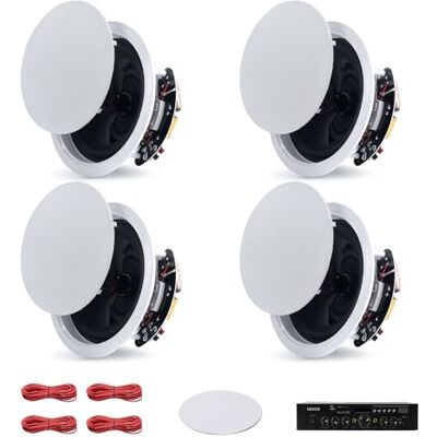 VEVOR Inbouwluidspreker, Bluetooth, 165,1 mm, plafondluidsprekers, 4 stuks, voor vochtige binnenruimtes, thuisbioscoop, woonkamer, overdekte veranda, met versterker, 2-weg voor inbouw, bekabeld VEVOR Inbouwluidspreker, Bluetooth, 165,1 mm, plafondluidsprekers, 4 stuks, voor vochtige binnenruimtes, thuisbioscoop, woonkamer, overdekte veranda, met versterker, 2-weg voor inbouw, bekabeld