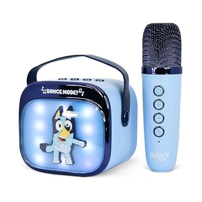 OTL Technologies Bluey Mini LED draadloze karaoke-luidspreker met Bluetooth-microfoon, blauw, kleurveranderende lichten OTL Technologies Bluey Mini LED draadloze karaoke-luidspreker met Bluetooth-microfoon, blauw, kleurveranderende lichten