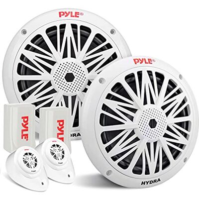 Pyle 200 Watt Marine Speaker System Weather Resistant Dual 2 Way 6.5 Inch Outdoor Stereo Audio Sound Speakers w/ 85Hz-6kHz Frequency Response, Heavy Duty 8oz Magnet Structure (White, Pair) Pyle 200 Watt Marine Speaker System Weather Resistant Dual 2 Way 6.5 Inch Outdoor Stereo Audio Sound Speakers w/ 85Hz-6kHz Frequency Response, Heavy Duty 8oz Magnet Structure (White, Pair)
