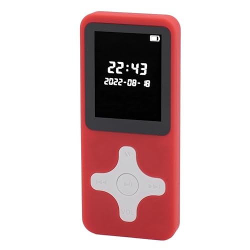 VGEBY Muziekspeler, Multifunctionele Bluetooth 5.0 1,77 Inch LCD-scherm Draagbare MP3-speler met FM-radiorecorder (rood)