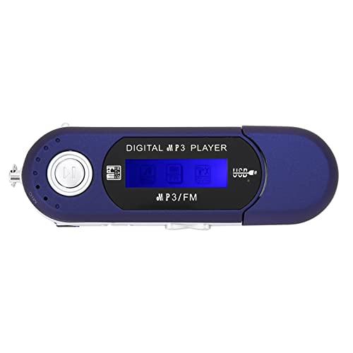 WINH USB MP3 Digitale Muziekspeler, Draadloos met LCD-scherm Draagbare Muziekspeler, voor Muziekweergave Meertalig Schoolhuis (Blauw)