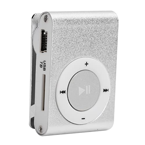 Yctze MP3,  Draagbare Digitale Muziekmediaspeler Mini MP3 BackClip-speler met Oortelefoon en USB-kabel (Zilver)