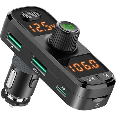 GizmoVine Bluetooth FM-zender voor auto, muziekadapter, radio, MP3-speler met snel opladen, PD en QC 3.0, handsfree, TF-kaart/USB-flash/aux GizmoVine Bluetooth FM-zender voor auto, muziekadapter, radio, MP3-speler met snel opladen, PD en QC 3.0, handsfree, TF-kaart/USB-flash/aux