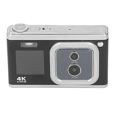 Akozon Digitale Videocamera Digitale Camera 4K HD Dual Cam Dual IPS-scherm 16X Zoom Autofocus Schoonheidszaklamp Kleine Draagbare Digitale Camera (zwart)