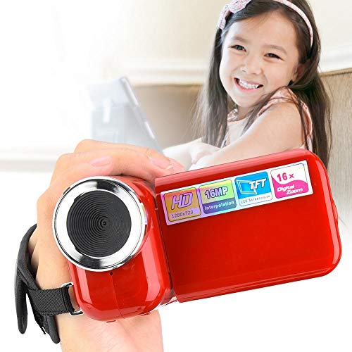 Bilinli Digitale camcorder, 16X HD digitale videocamera voor kinderen, draagbaar, met TFT-lcd-display (rood)