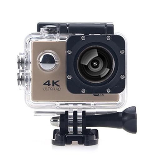 ZHUTA Actiecamera, 4K HD, 2,0 inch scherm, onderwatercamera, 8 MP wifi/30 m waterdichte sportcamera met accessoiresets, voor zwemmen, duiken, fietsen, motorrijden enz. (goud)