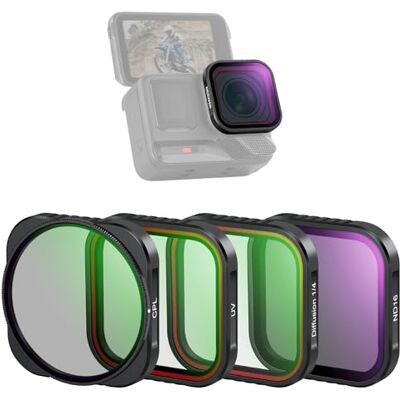 NEEWER 4-pack ND-filterset compatibel met Insta 360 Ace Pro Insta360 Ace Pro 2, verstelbare CPL + UV + zwarte nevelverspreiding 1/4 + ND16, HD optisch glas, actiecameralens accessoireset FL-C29 NEEWER 4-pack ND-filterset compatibel met Insta 360 Ace Pro Insta360 Ace Pro 2, verstelbare CPL + UV + zwarte nevelverspreiding 1/4 + ND16, HD optisch glas, actiecameralens accessoireset FL-C29