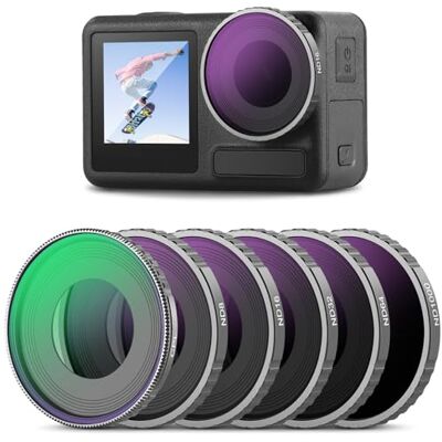 NEEWER CPL & ND-filterset voor Action 5 Pro (6-pack), CPL+ND8+ND16+ND32+ND64+ND1000, multi-coated HD-optisch glas, actiecamera-accessoires, compatibel met DJI Osmo Action 5 Pro/4, FL-A13 NEEWER CPL & ND-filterset voor Action 5 Pro (6-pack), CPL+ND8+ND16+ND32+ND64+ND1000, multi-coated HD-optisch glas, actiecamera-accessoires, compatibel met DJI Osmo Action 5 Pro/4, FL-A13