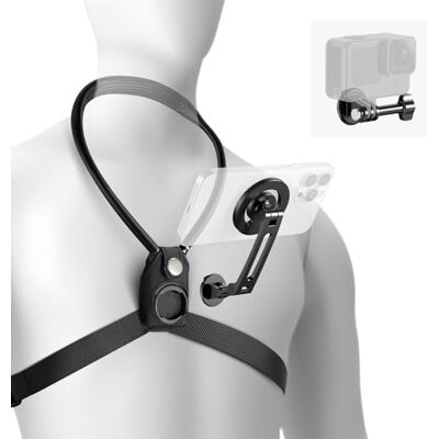 NEEWER Magnetische nekhouder voor actie, handsfree nekhouder met borstband, compatibel met GoPro DJI Insta360, POV Vlog video-opname, GP26 NEEWER Magnetische nekhouder voor actie, handsfree nekhouder met borstband, compatibel met GoPro DJI Insta360, POV Vlog video-opname, GP26
