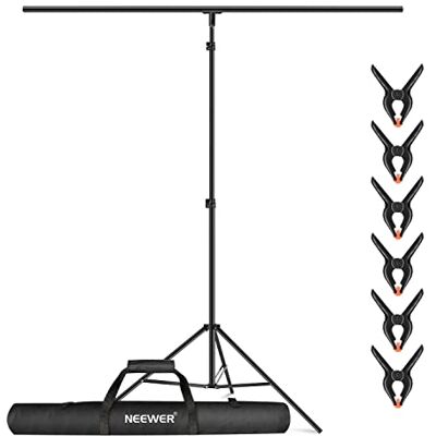 NEEWER T-vormige achtergrond achtergrond ondersteuning standaard kit, 8,5 ft/2,6 m hoge verstelbare statief standaard en 5ft/1,5 m brede dwarsbalken met 6 veerklemmen en 1 draagtas voor studio foto NEEWER T-vormige achtergrond achtergrond ondersteuning standaard kit, 8,5 ft/2,6 m hoge verstelbare statief standaard en 5ft/1,5 m brede dwarsbalken met 6 veerklemmen en 1 draagtas voor studio foto