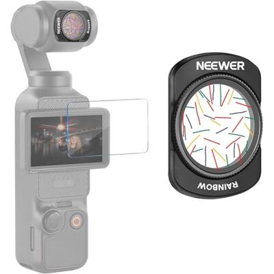 NEEWER Regenboogsterrenlensfilter, compatibel met DJI Osmo Pocket 4, 3 & Creator Combo, magnetisch, meerlaags gecoat HD glas, sterrenlichteffect, met schermbeschermer, FL-C36 NEEWER Regenboogsterrenlensfilter, compatibel met DJI Osmo Pocket 4, 3 & Creator Combo, magnetisch, meerlaags gecoat HD glas, sterrenlichteffect, met schermbeschermer, FL-C36
