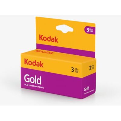 Kodak 6033971 Gold 200 film (paars/geel) – 3 rollen – 24 belichtingen per rol Kodak 6033971 Gold 200 film (paars/geel) – 3 rollen – 24 belichtingen per rol