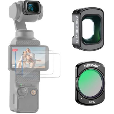NEEWER Filteraccessoires compatibel met DJI Osmo Pocket 3 & Creator Combo, magnetische CPL, 0,75X groothoeklens 108° FOV, 2 schermbeschermers Fotografiefilterkit, FL-B29 NEEWER Filteraccessoires compatibel met DJI Osmo Pocket 3 & Creator Combo, magnetische CPL, 0,75X groothoeklens 108° FOV, 2 schermbeschermers Fotografiefilterkit, FL-B29
