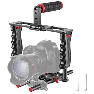 NEEWER Camera Video Cage Film Film Making Kit, Aluminium met Top Handgreep, Dubbele Handgreep, Twee 15mm Rods, Compatibel met Canon Sony Fujifilm Nikon DSLR Camera en Camcorder (Zwart + Rood) NEEWER Camera Video Cage Film Film Making Kit, Aluminium met Top Handgreep, Dubbele Handgreep, Twee 15mm Rods, Compatibel met Canon Sony Fujifilm Nikon DSLR Camera en Camcorder (Zwart + Rood)