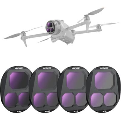 NEEWER ND Filterset compatibel met DJI Mavic 4 Pro (ND8/ND16/ND32/ND64), set van 4, meervoudig gecoat optisch glas, grijsfilter voor drone-cameralenzen met magnetische opbergdoos FL-C44 NEEWER ND Filterset compatibel met DJI Mavic 4 Pro (ND8/ND16/ND32/ND64), set van 4, meervoudig gecoat optisch glas, grijsfilter voor drone-cameralenzen met magnetische opbergdoos FL-C44