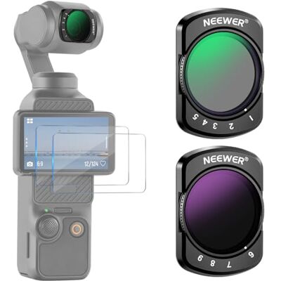 NEEWER Variabele ND2-32 & ND64-512 kit, compatibel met DJI Osmo Pocket 4 & 3 Creator Combo, meerlaags gecoat ND-filters met beperkte stops, 2 schermbeschermers, actiecamera-accessoires ND2-32 & ND64-512 Lensfilter met neutrale dichtheid, met beperkte st NEEWER Variabele ND2-32 & ND64-512 kit, compatibel met DJI Osmo Pocket 4 & 3 Creator Combo, meerlaags gecoat ND-filters met beperkte stops, 2 schermbeschermers, actiecamera-accessoires ND2-32 & ND64-512 Lensfilter met neutrale dichtheid, met beperkte st