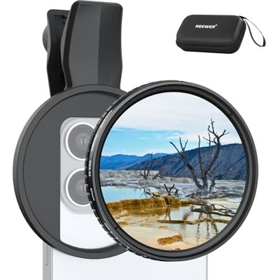 NEEWER 67 mm variabele ND-filter compatibel met iPhone, Clip On ND2-32 Neutrale Dichtheid Telefoonlens Fotografie Accessoires Kit Compatibel met iPhone 16 15 Pro Max Plus 16e 14 13 Mini 12, FL-B25 NEEWER 67 mm variabele ND-filter compatibel met iPhone, Clip On ND2-32 Neutrale Dichtheid Telefoonlens Fotografie Accessoires Kit Compatibel met iPhone 16 15 Pro Max Plus 16e 14 13 Mini 12, FL-B25
