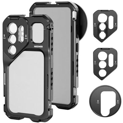 NEEWER S26 Ultra telefoonkooi, mobiele video-installatie stabilisator vlog kit met 3x achterplaat voor 67mm filter, 17mm telefoonlens en T-mount lens, alleen compatibel met Samsung Galaxy S26 Ultra NEEWER S26 Ultra telefoonkooi, mobiele video-installatie stabilisator vlog kit met 3x achterplaat voor 67mm filter, 17mm telefoonlens en T-mount lens, alleen compatibel met Samsung Galaxy S26 Ultra