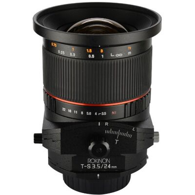 Rokinon TSL24M 24mm f/3.5 hellingslens, voor Nikon, zwart, none Rokinon TSL24M 24mm f/3.5 hellingslens, voor Nikon, zwart, none