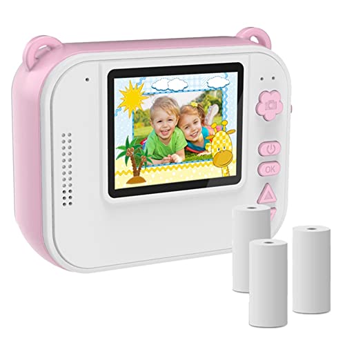 Olsixxuuk Kindercamera met print, directe afbeelding, digitale fotocamera, meisjes, speelgoed, kindercamera, video (roze)