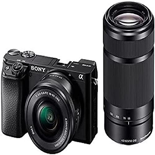 Sony Alpha 6100 Systeemcamera, 24 MP, 4K Video, 180° Touchscreen, E-Mount, Incl. SEL-P1650 en SEL-55210B Lenzen, Zwart