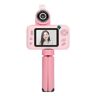 Zudoo HD Kindercamera, Hoge Resolutie Kindervideocamera 180 Graden Omklapbaar 1080P 800mAh Batterij met Houder voor op Reis (Roze)