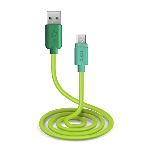 SBS Oplaad- en datakabel met USB-poorten 2.0 en micro-USB-poorten, lengte 1 m, groen