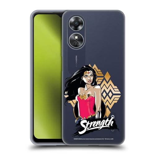 Head Case Designs Officieel Gelicentieerd Wonder Woman DC Comics Sterkte Grafische kunsten Soft Gel Case Hoesje compatibel met Oppo A17