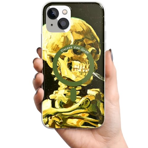 Berkin Arts Hoesje compatibel met iPhone 15, transparant hoesje [compatibel met Magsafe], post-impressionisme (Hoofd van een skelet van Van Gogh)