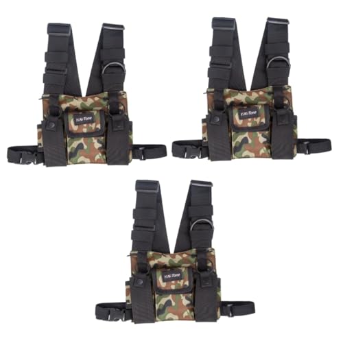 Veemoon 3Pcs Radio Borst Radio Houder Schouderband Borst Rig Tas Radio Kabelboom 2 Manier Radio'S Tool Borst Harnas Schouder Radio Houder Borst Tas Radio Harnas 600D Nylon Vest Outdoor