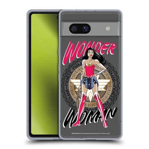 Head Case Designs Officieel Gelicentieerd Wonder Woman DC Comics Schild 3 Grafische kunsten Soft Gel Case Hoesje compatibel met Google Pixel 7a