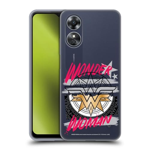 Head Case Designs Officieel Gelicentieerd Wonder Woman DC Comics Schild Grafische kunsten Soft Gel Case Hoesje compatibel met Oppo A17