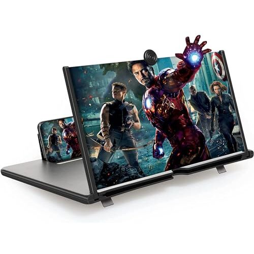 LAC EVERYTHING EVERYWHERE LAC 12 inch vergrootglas, 3D-HD-scherm voor mobiele telefoon, vergroting, met opvouwbare houder voor videoversterker voor alle smartphones