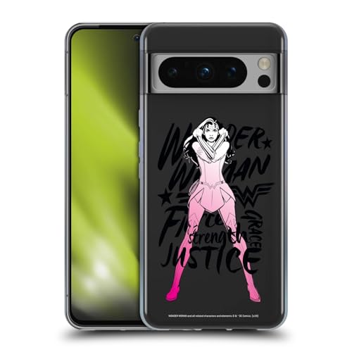 Head Case Designs Officieel Gelicentieerd Wonder Woman DC Comics Typografie Grafische kunsten Soft Gel Case Hoesje compatibel met Google Pixel 8 Pro