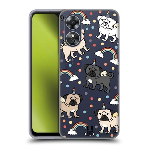 Head Case Designs Moppen Eenhoorn Hond Patronen Soft Gel Case Hoesje compatibel met Oppo A17