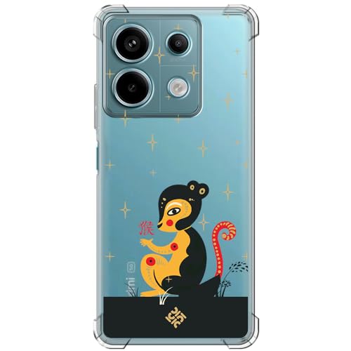 ms móvil shop Movilshop Beschermhoes voor Xiaomi Redmi Note 13 Pro 5G, horoscoop, Chinese horoscoop, jaar van de aap, versterkte hoek, siliconen, 1,5 mm dik, flexibel, transparant, bumper van TPU-gel